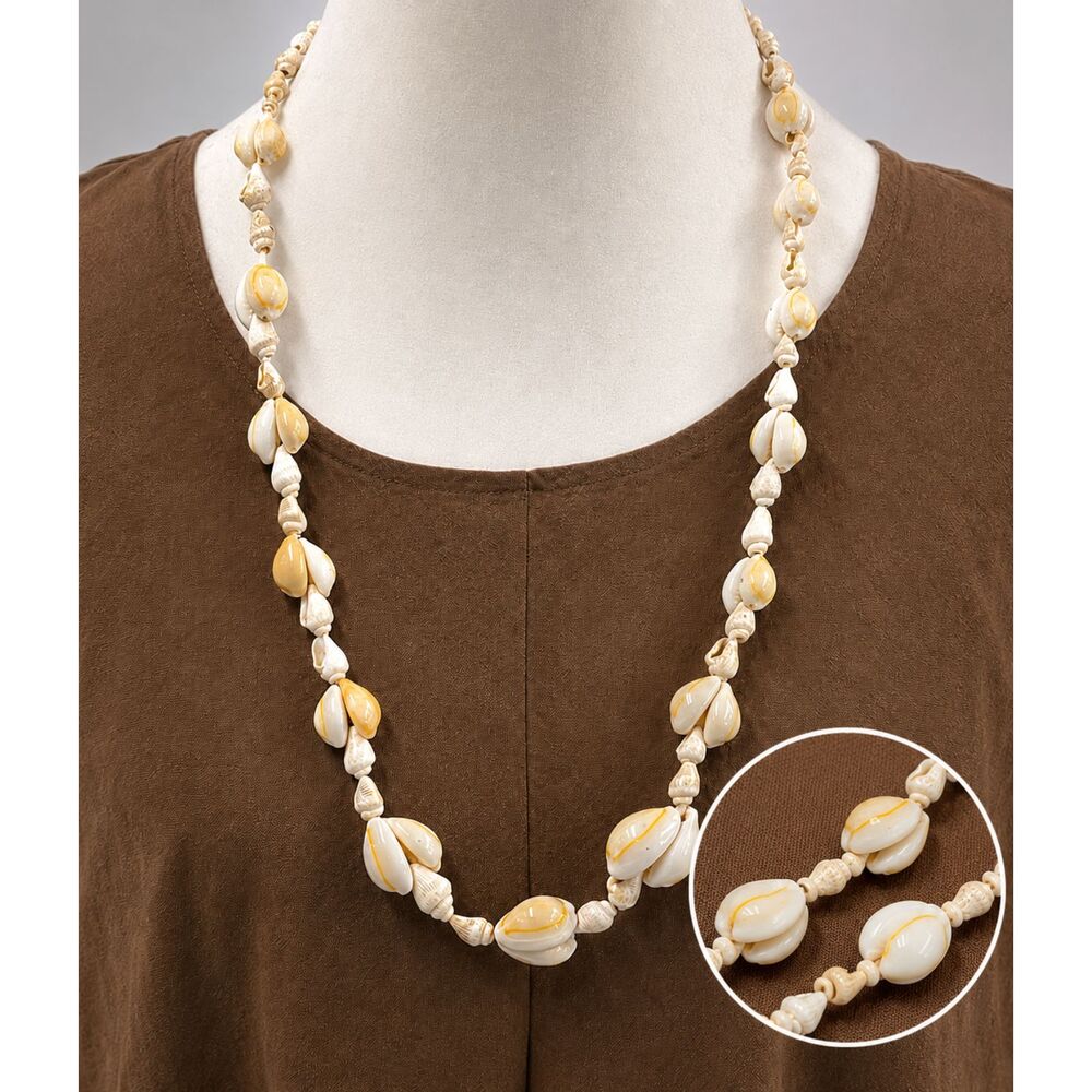 Beach Shell Necklace Long Coastal Boho Seashell Strand Necklace